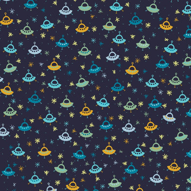 POPELINE DI COTONE GLOW IN THE DARK SPACE