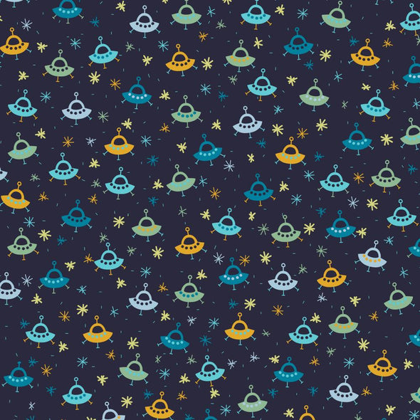 POPELINE DI COTONE GLOW IN THE DARK SPACE