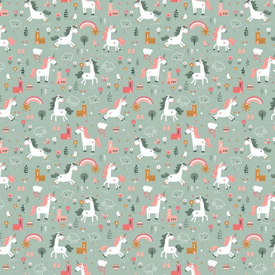 POPELINE DI COTONE HAPPY HORSE MENTA