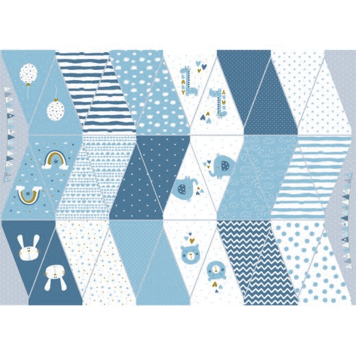 PANNELLO GHIRLANDA BANDIERINE WELCOME BABY BLUE