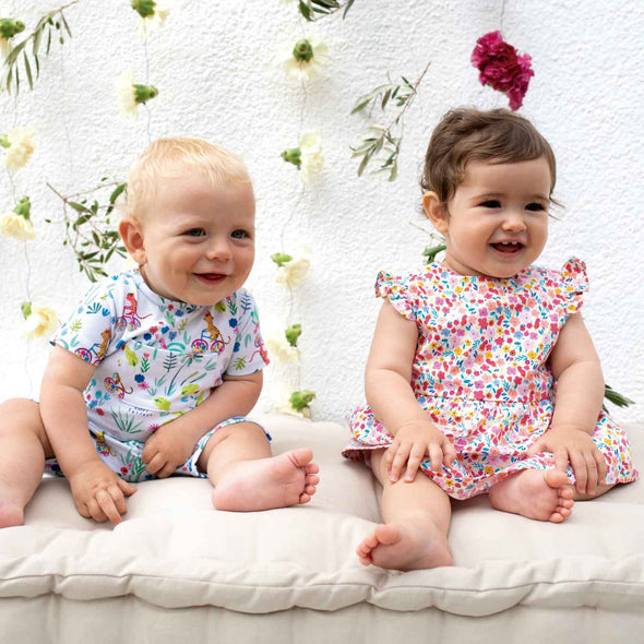 POPELINE DI COTONE HAPPY FRIENDS FLOWER