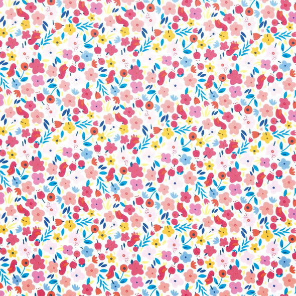 POPELINE DI COTONE HAPPY FRIENDS FLOWER