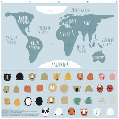 PANNELLO MAPPAMONDO CON ANIMALI