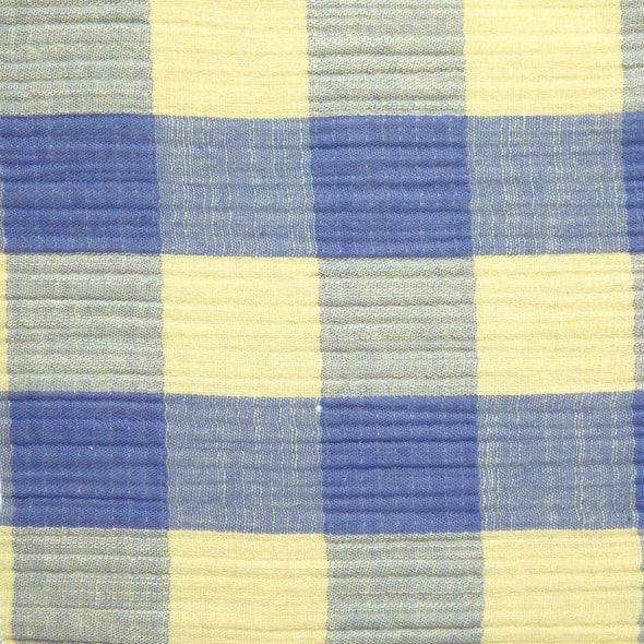 MUSSOLA DI COTONE VICHY GIALLA E BLU