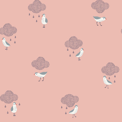 POPELINE DI COTONE BIRDS IN THE RAIN