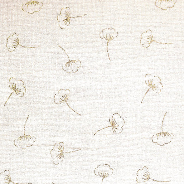 MUSSOLA DI COTONE GOLD COTTON FLOWERS