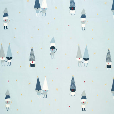 POPELINE DI COTONE GOLD XMAS GNOMES