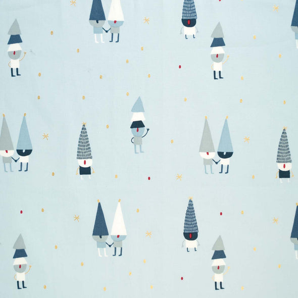 POPELINE DI COTONE GOLD XMAS GNOMES