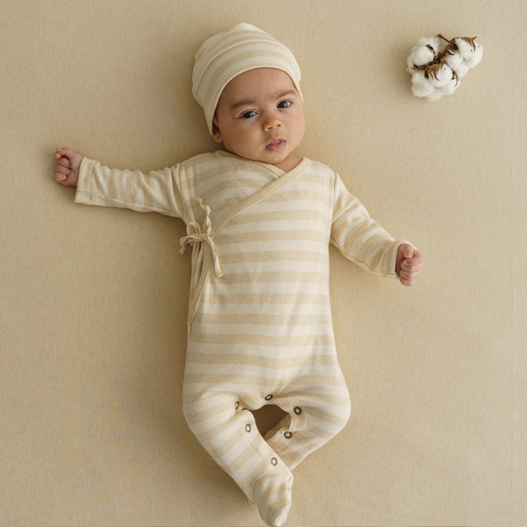 PUREST COTTON KNIT STRIPES ECRU' BROWN