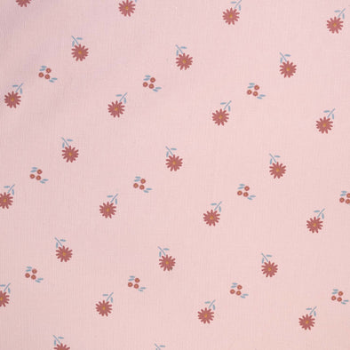 MICRO CORDUROY PINK RETRO FLOWERS