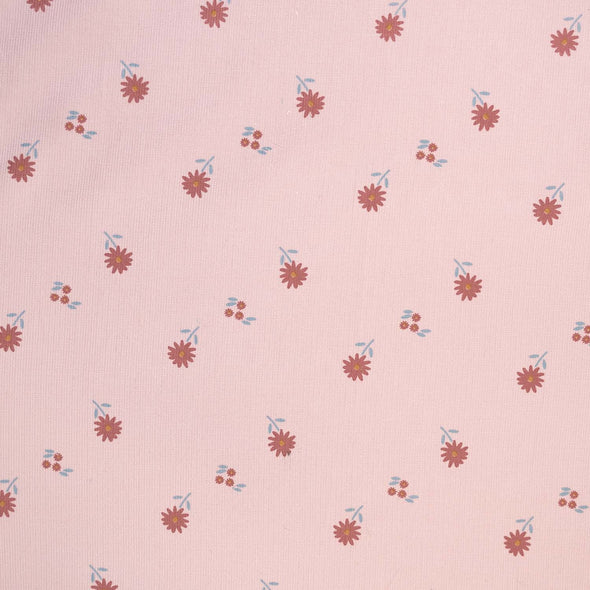 MICRO CORDUROY PINK RETRO FLOWERS