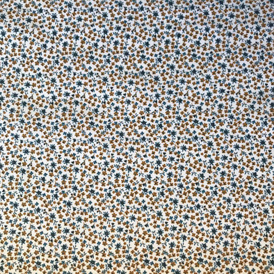 COTONE FIORELLINI PIO BLU E CAMMELLO